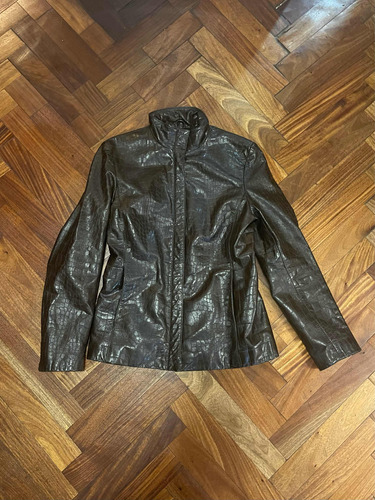 Campera Cuero Vacuno Nine West Marron.no Prune Blaque Jazmín