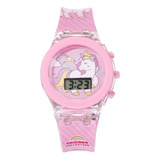 Reloj Digital Niña Unicornio Rosado Kawaii Con Luz + Regalo