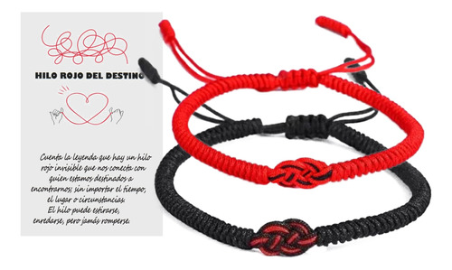 Par Pulseras Parejas Novios Hilo Rojo Destino Distancia B013