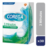 Corega Tabs 3 Minutos Limpador De Dentaduras 30 Unidades