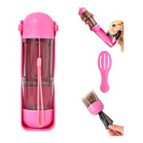 Kit Botella De Agua Plegable Portatil Para Perros Comida Color Rosa