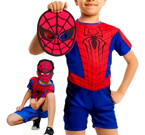 Fantasia Homem Aranha Infantil C/máscara Spiderman 1 A 10