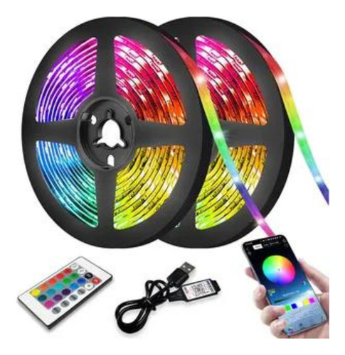 10m Luz Fita Colorida 5050 Rgb Kit Completo 12v 