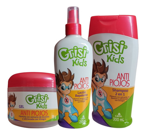 Kit Antipiojos Grisi Kids Repelente + Shampoo + Gel