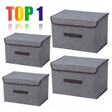 Cajas Organizadoras De Tela Plegables Con Tapas, 4 Uds.