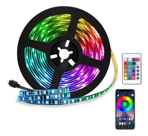 Cinta De Luz Led Multicolor 5metros Bluethooth + Control Rgb