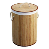 Cesto Bambu Roupa Suja Organizador Lavanderia Banheiro