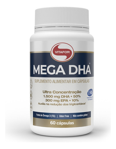 Mega Dha Ômega 3 Ultra Concentração Dha 60 Capsulas Vitafor