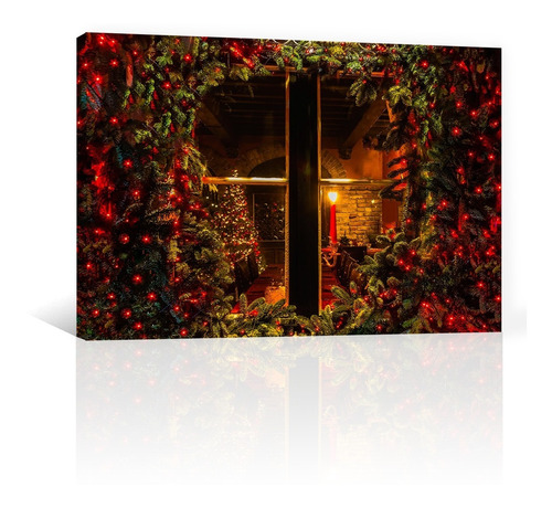 Cuadro Decorativo Canvas Navidad Ventana De Hogar Navideño