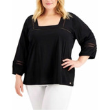 Calvin Klein Plus Size Crochet-trim Cotton Blusa P/dama T-2x