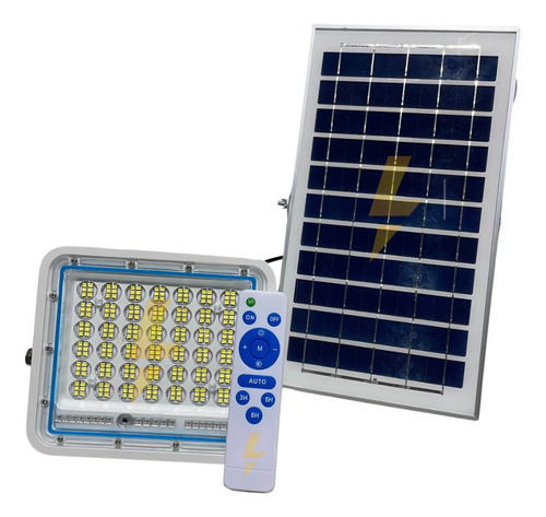 Refletor De Led 100w Com Placa Solar 6500k Ip66