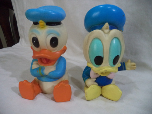 Pato Donald 2 Muñecos De Plastico Chillones Vinilos Romay