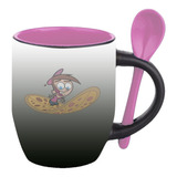 Mug Magico Con Cuchara Dibujos Animados   R109