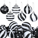 24 Bolas De Navidad En Blanco Y Negro De 2 36 Pulgadas Diseñ