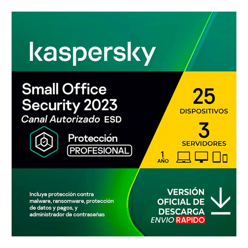 Kaspersky Small Office Security 25 Pc + 3 Servidores 1 Año