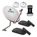  Kit Vivensis 2 Pontos - Antena + Cabo + Lnbf + 2 Receptores