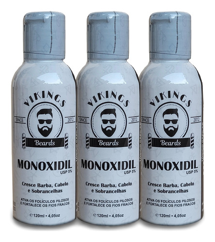 Kit Monoxidil Masculino 120ml Com 3 Unidades