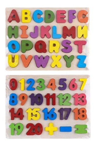 Pack De  Numeros Y Letras De Madera Apredisaje Niño