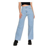 Jean Wide Leg Mujer Rígido Tiro Alto