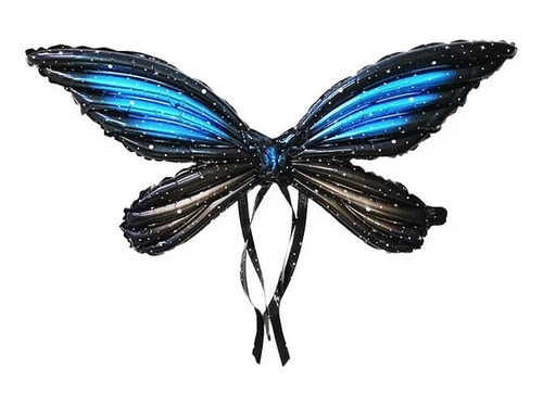 Globo Alas De Mariposa Disfraz Azul Negro Metalizado