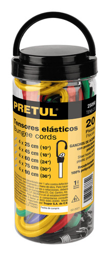 20 Ligas Ajustadoras Para Moto Carga 25, 45, 60, 75 Y 90 Cm.