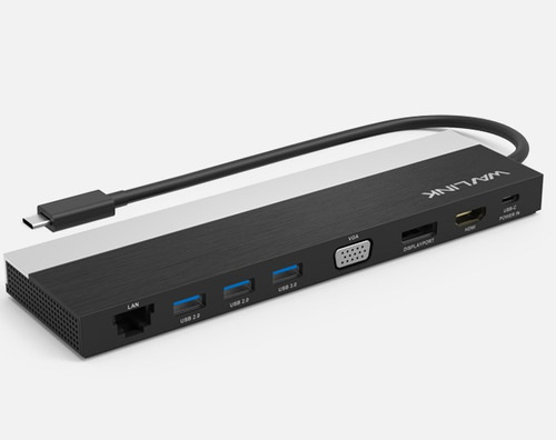 Docking Station Usb-c, Hub 13 Em 1, Displayport + Hdmi + Vga