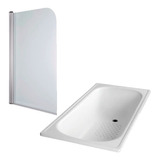 Set Baño Bañera Chapa Acero Enlozada 120x70 Mampara M4 Aura