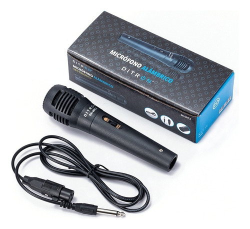 Micrófono Ditron Dinámico Profesional Karaoke Con Cable Color Negro