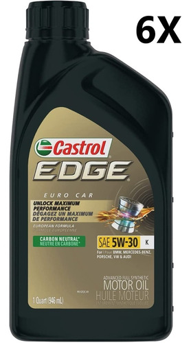 Aceite Sintetico Castrol Edge 5w30 Diesel Vw 504.00/507.00