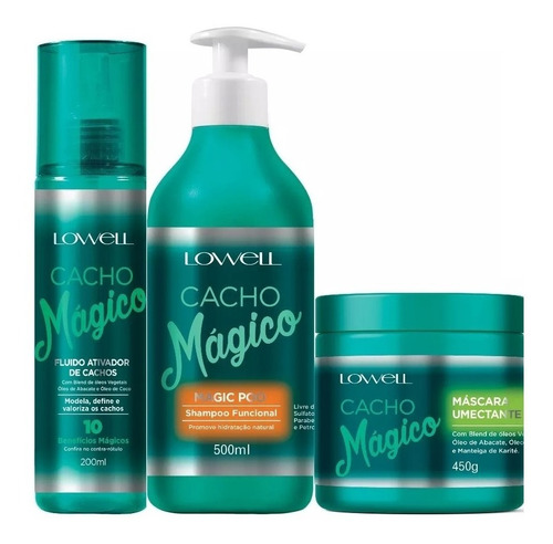 Lowell Kit Cacho Mágico Shampoo Máscara Umectante E Fluído 