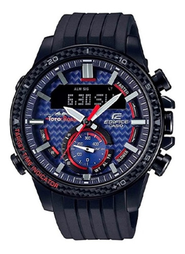 Reloj Edifice Ecb-800tr-2adr Hombre 100% Original Color De La Correa Negro Color Del Fondo Azul