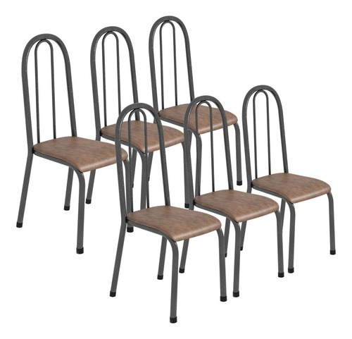 Conjunto Kit 6 Unidades Cadeiras Metal Aço Cozinha Jantar 