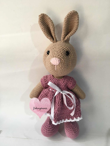 Coneja Amigurumi 30cm Con Vestido A Crochet