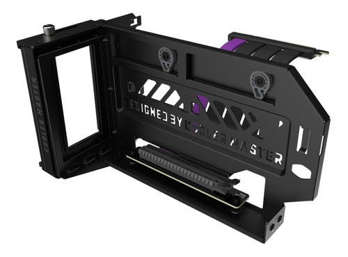 Kit Suporte Placa Vídeo Vertical Pcie 4.0 Cooler Master V3 Cor Preto - Cabo Preto Com Roxo