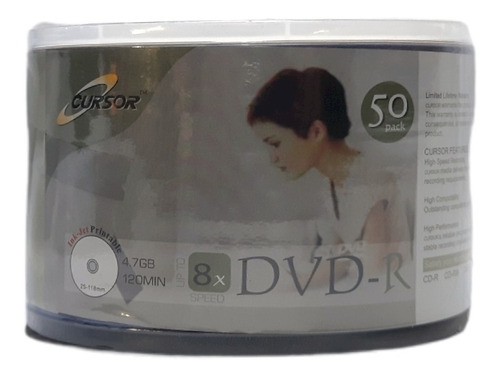 Pack 50 Unidades Dvd-r Cursor 8x Imprimible