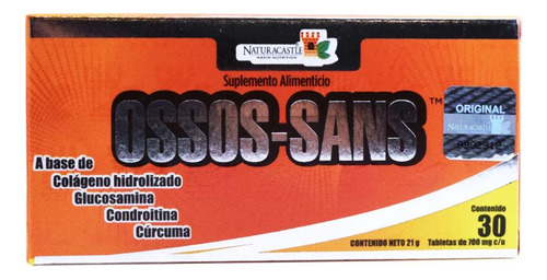 Ossos Sans 30 Tabletas Naturacastle Colágeno Glucosamina 5p Sabor Sin Sabor