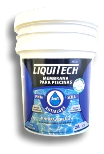 Pintura Pileta Liquitech 3en1 Pinta+sella+antialga 20 Blanco