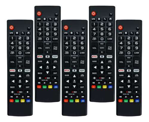 Kit 5 Controles Para Smart Tv LG Netflix/amazon Atacado