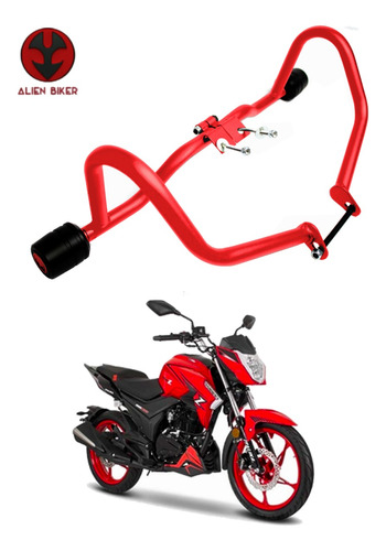 Slider Protector De Acero Rojo Para Motocicleta Italika 200z