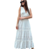 Vestido Largo Importado Bordado Guipur Boho Civil Novia 