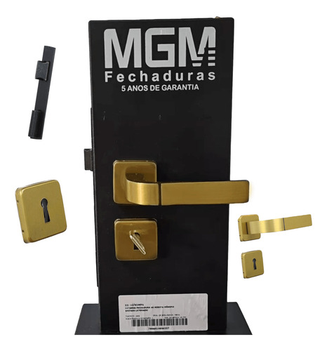 Fechadura Interna Quadrada Luxo Porta Modena Roseta Bronze