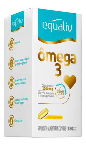 Equaliv Ômega 3 Óleo De Peixe 1000mg 180 Cápsulas Sabor Sem Sabor