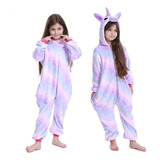 Pijama Disfraz Mameluco Unicornio Glitter Plush Abrigado 