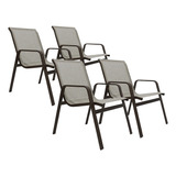 Kit 4 Cadeiras Lótus Alumínio Piscina Jardim Varanda Externa