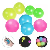 Pelotas Pegajosas Fluorescentes Juguete Niño Tiktok Pack 12