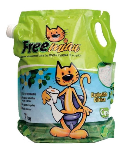 Arena Sanitaria Free Miau Cítrica De Limón  X 4kg X 4kg De Peso Neto