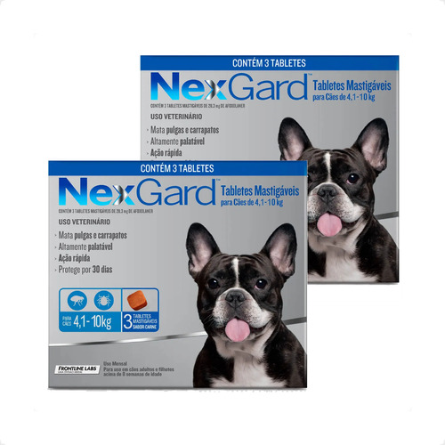 2 Nexgard Antipulgas 4,1 A 10kg 3 Tabletes Total 6 Tabletes