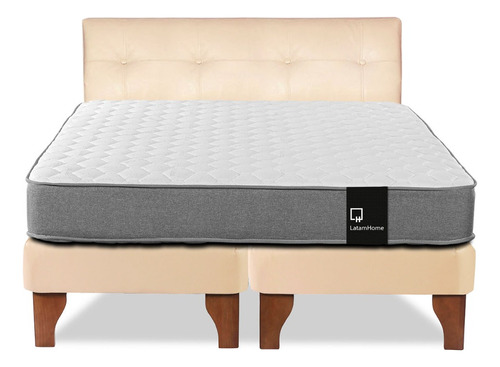 Cama Europea Zen Best Tela Pu Beige 2pza + Respaldo