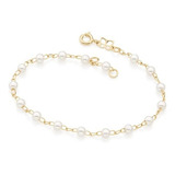 Pulseira Rommanel Folheado Ouro Com Pérolas 551350 19cm