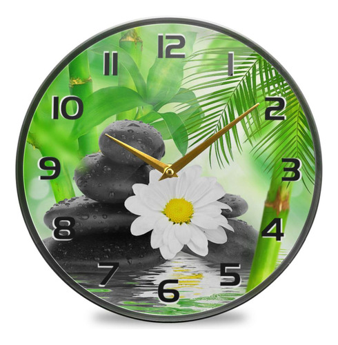 Reloj De Pared Con Diseño De Flor Zen 30 Cm Silencioso Y Mod